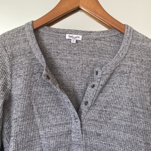 Splendid Thermal Forever Henley Heather Gray Long Sleeve Size XS - Picture 2 of 4